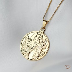 Colar medalha Anjos banhado a ouro 18k