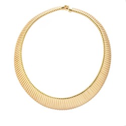 Colar Choker Vinatge Sanfonado Banhada a Ouro 18k