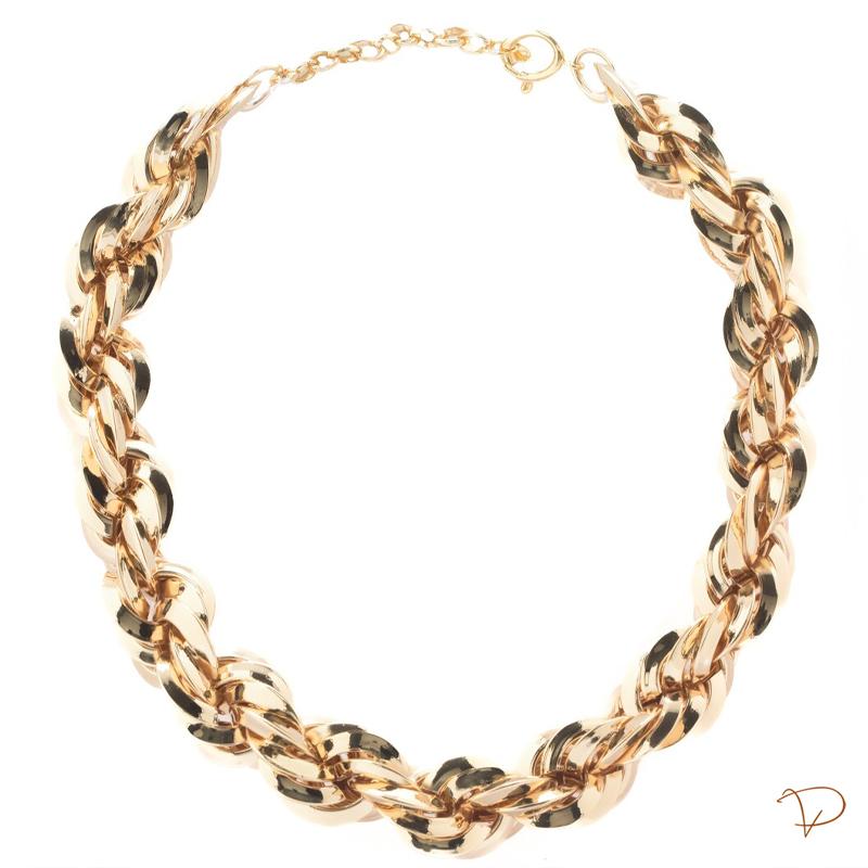 Colar Choker de Elos Entrelaçados Banhada a Ouro 18k